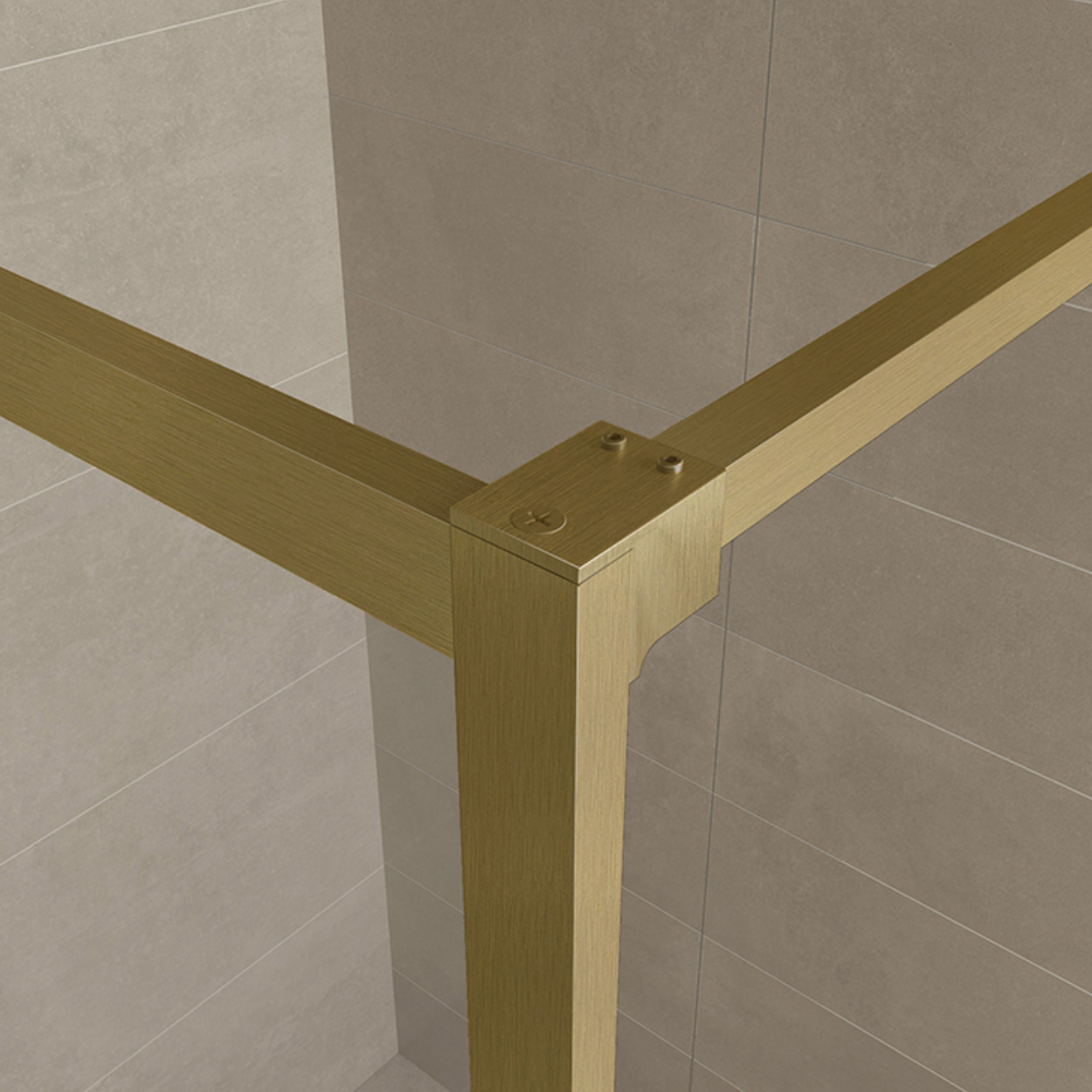 Wiesbaden Square Inloopdouche 10mm NANO Helder Glas / Geborsteld Messing Frame